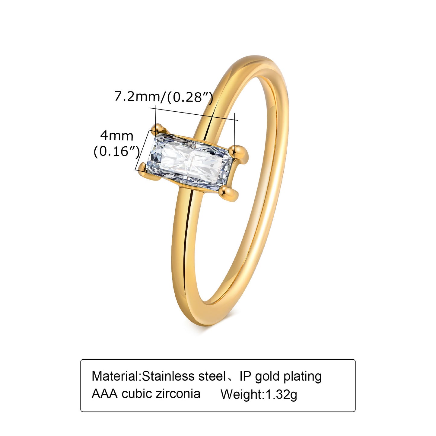 Stainless Steel Zircon Ring For Women Gold Jewelry Gift