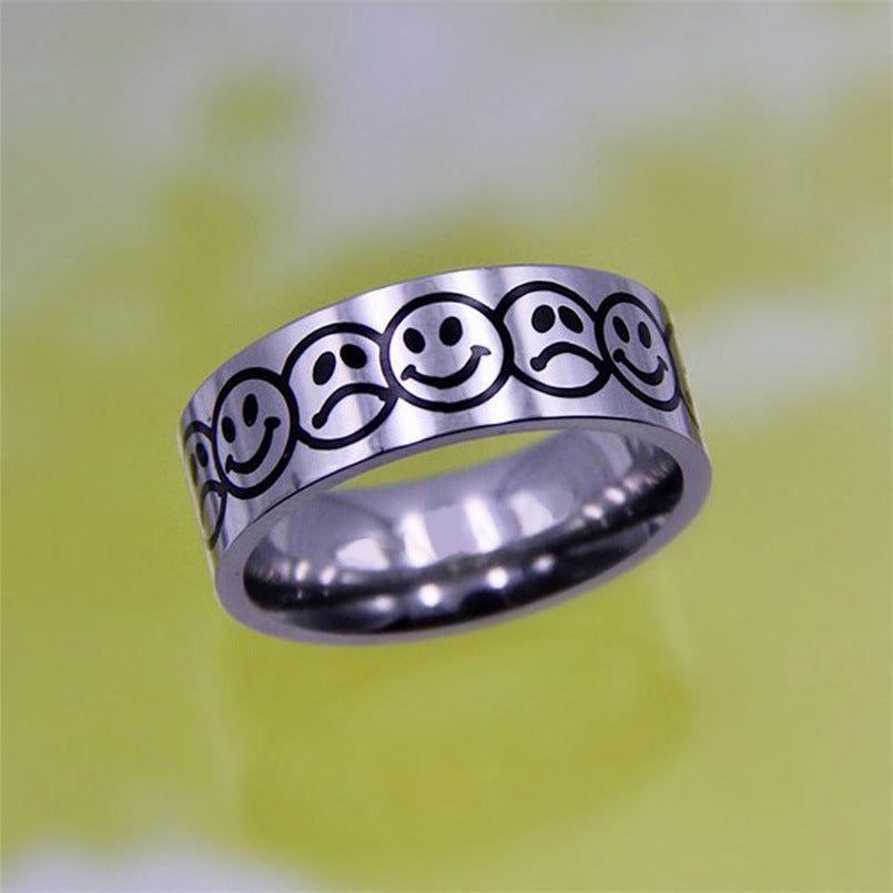 Vintage Punk Style Titanium Steel Ring Unisex Jewelry With Thorn Motifs Stars Moon Flames Crosses Dragon Butterflies