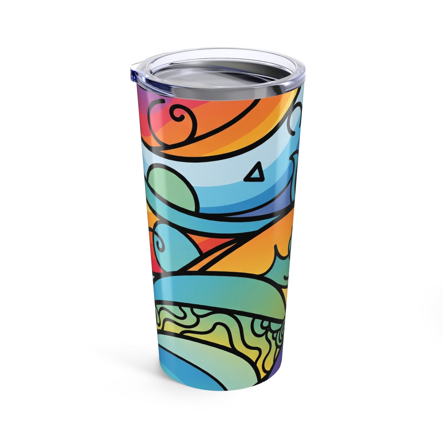20oz Stainless Steel Travel Tumbler Printed Design Double Wall Vacuum Insulation Spill Resistant Hot Cold Coffee