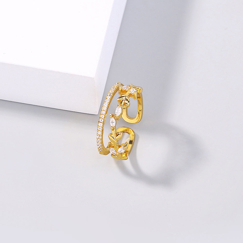 Twigs With Sparkly Zircon Adjustable Ring In Copper With Sparkling Stones Europe And America Style Sparkle Finish