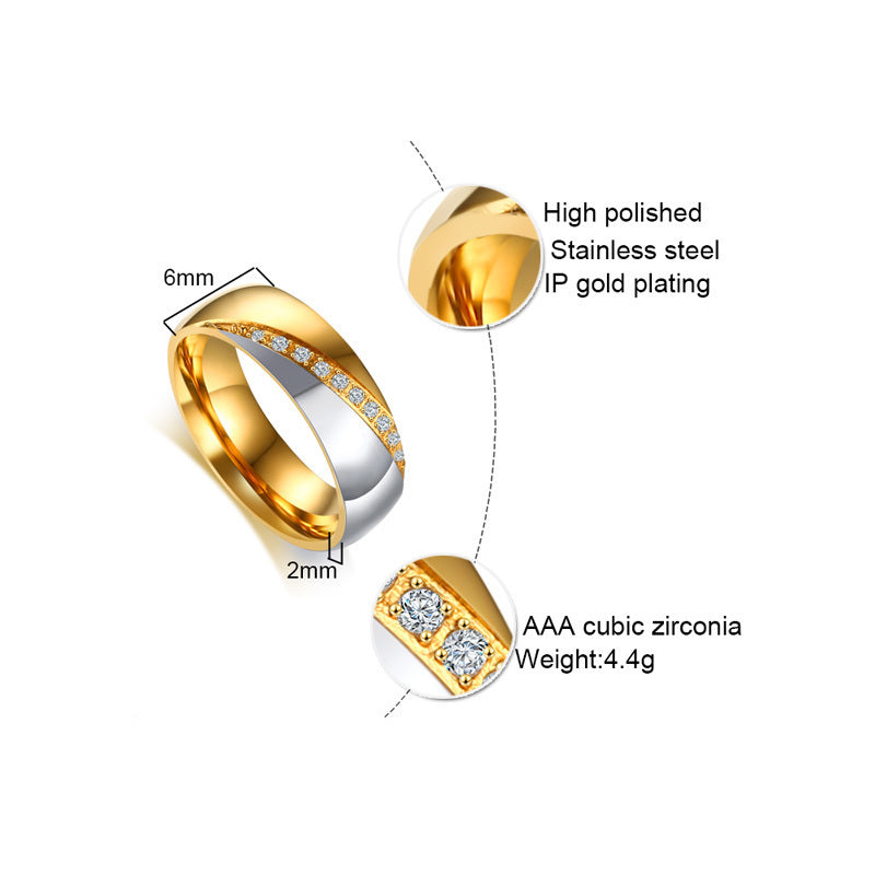 Stainless Steel Couple Ring Korean Style Geometrical Design Elegant Minimalist Jewelry For Partners Lovers Gift