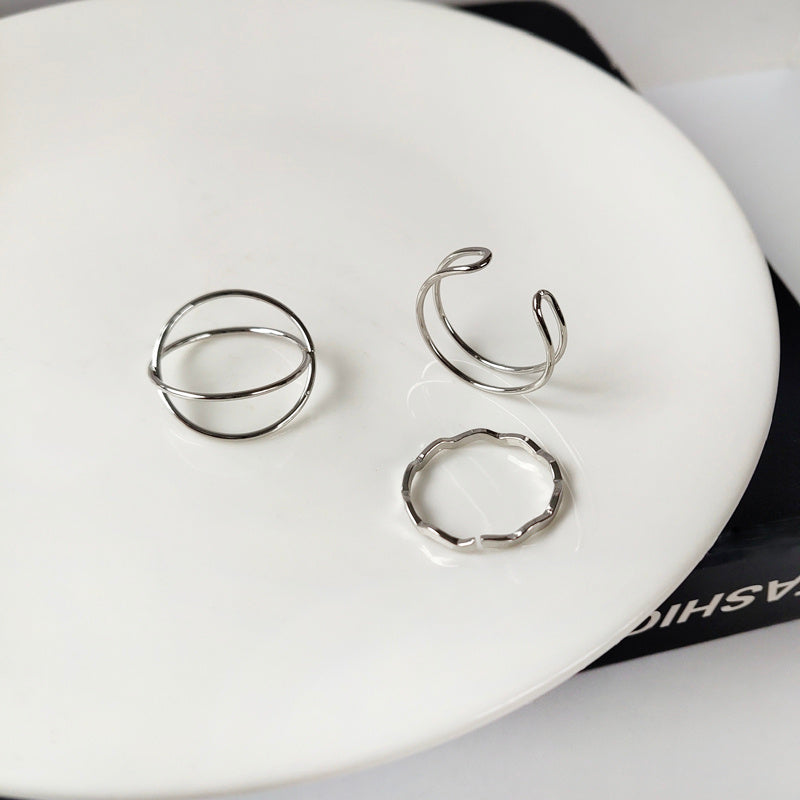 Women Double Cross Ring Alloy Silver Gold Jewelry Gift Japanese Korean Temperament Style Fashion Ring For Women