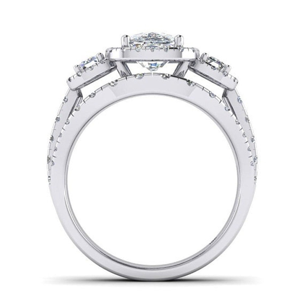 Womens Geometric Ring With Diamond Like Zirconium Inlay Alloy Wedding Jewelry Gift Individually Packed For Her