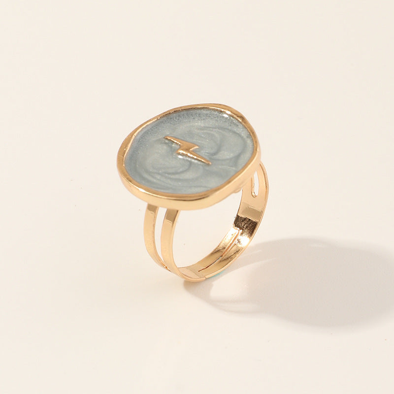 Womens Alloy Ring With Love Moon Lightning Charms Electroplated For Weddings And Everyday Wear Comes With Gift Box Set