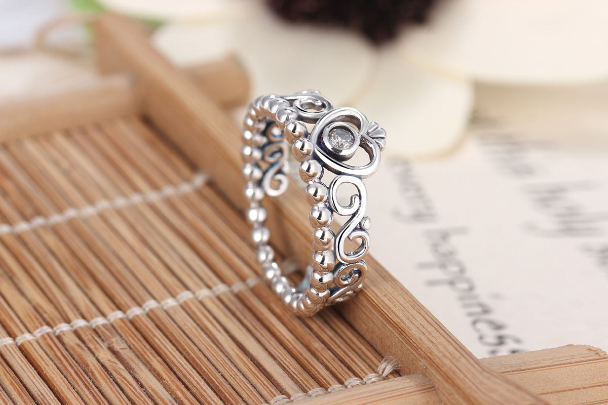 Vintage Copper Crown Ring With Micro Zircon Inlaid Stones For Wedding Or Engagement Gift For Her Classic Jewelry Idea