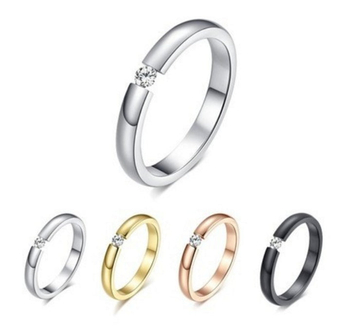 Womens Alloy Ring With Single Diamond Artificial Gemstone Inlay European American Fashion Gift Size 6 7 8 9 10