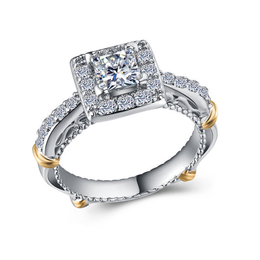 Personality Color Ring Zircons Fashion Ladies Ring Copper Plated Gold Jewelry CZ Stones Elegant Accessory Gems