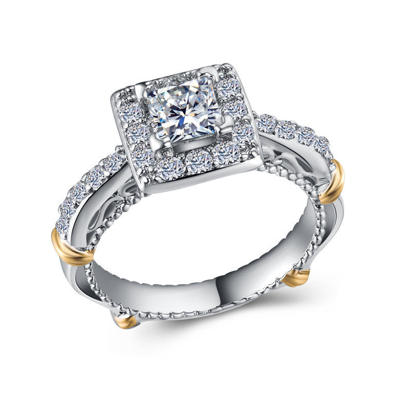 Personality Color Ring Zircons Fashion Ladies Ring Copper Plated Gold Jewelry CZ Stones Elegant Accessory Gems