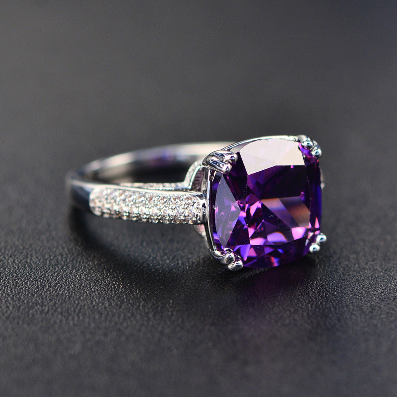 Womens Round Copper Plated Ring With AAA Zircon Mosaic In Yellow Zircon Wedding Band For Her Jewelry Gift Ready