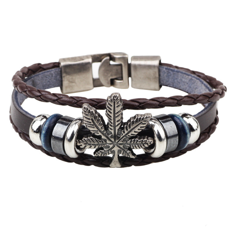 Handmade Leather Braided Bracelet Geometric Design Packed Anniversary Gifting Celebration Present For Business