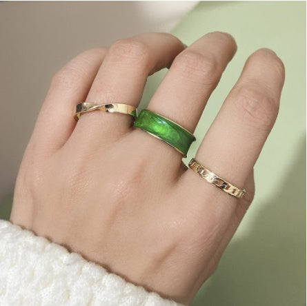 Womens Alloy Heart Ring Set Retro Letter Heart Shaped Rings Electroplated Duo Ring For Women Elegant Gift Idea