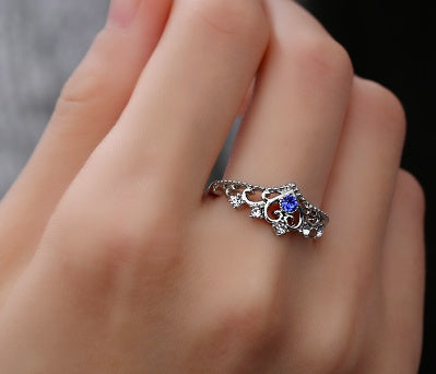 Rose Gold Crystal Ring Love Heart Crown Rhinestone Jewelry For Women Elegant Sparkling Design For Everyday Use