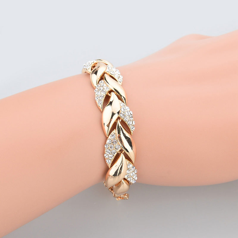 Golden Leaf Alloy Bracelet For Women And Girls Everyday