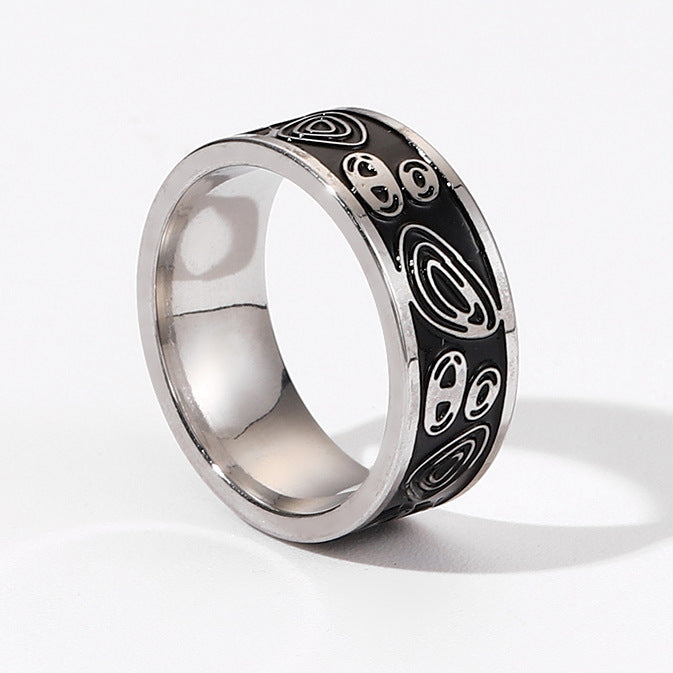 Geometric Titanium Ring Unisex Electroplated Band Jewelry