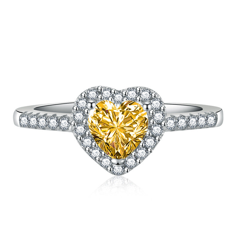 Heart Shaped Moissanite Zircon Ring White Gold Plated Inlaid Engagement Gift For Anniversary For All Occasions