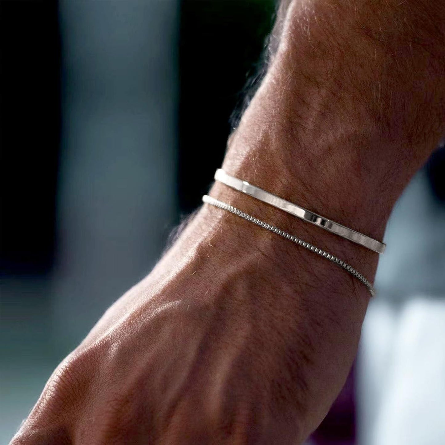 Unisex Stainless Steel Bracelet Polished Geometric Cuban Link Chain With C Shaped Design For Us Business Gifts