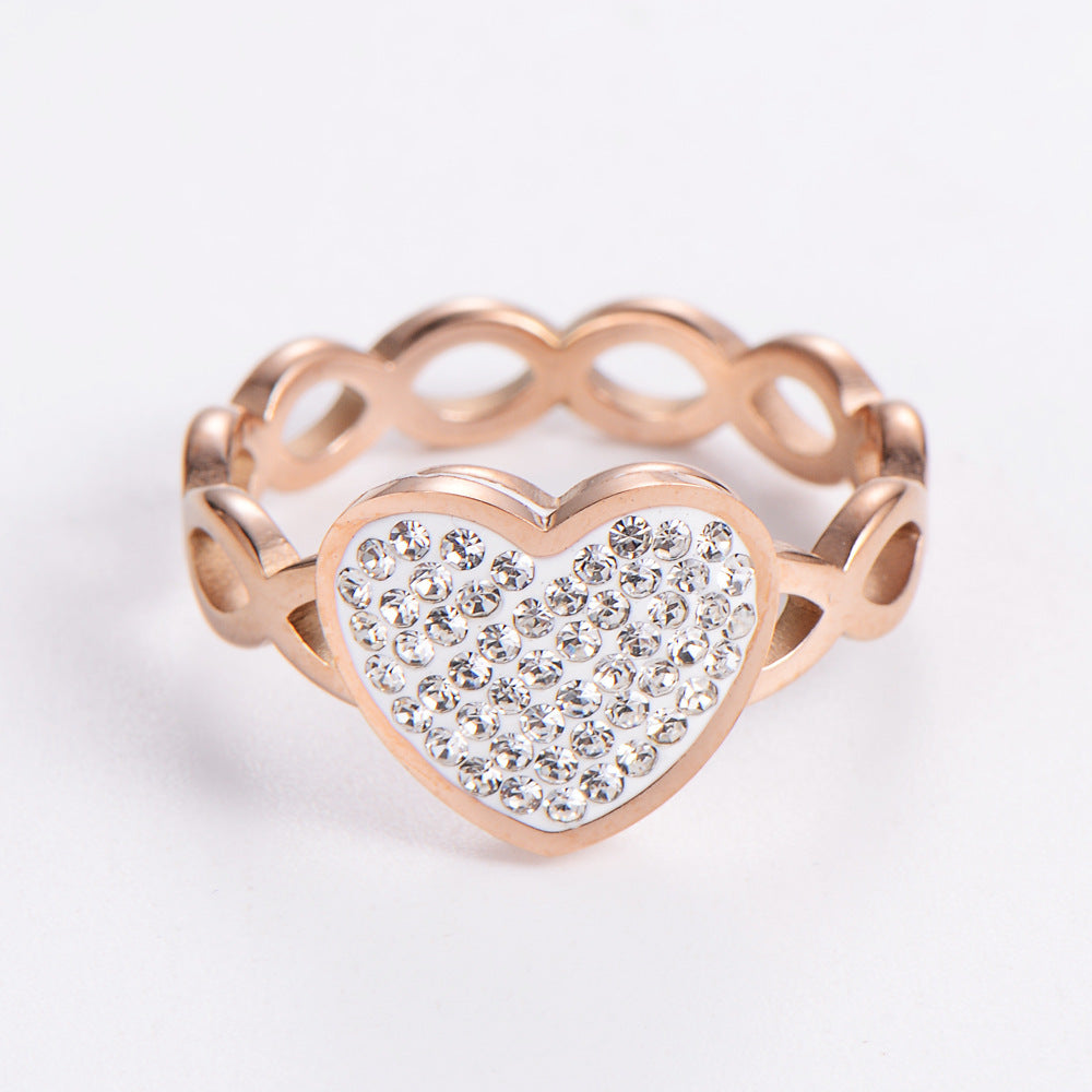 Women's Ring Hollow Infinite Symbol Love Heart Stainless Steel Wear Anniversary Gift Elegantly Durable Jewelry