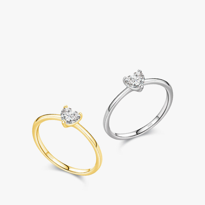 Heart Ring S925 Sterling Silver Simple Heart Design Ring Perfect Gift For Her Silver Or Gold US 5 6 7 8 9 Size
