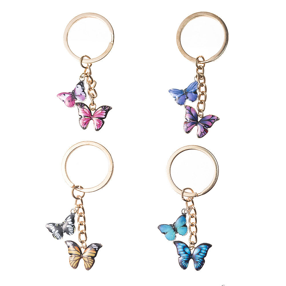 Butterfly Pendant Keychain Dripping Oil Design Alloy Key Ring Lightweight Fashion Accessory For Keys Bags And Decor
