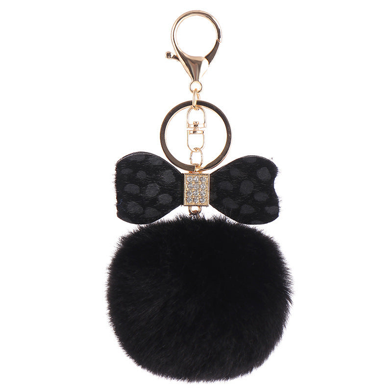 Fur Ball Leopard Keychain Fluffy Pom Pom Pendant For Backpacks Purses Bags Rabbit Hair Cute Gift Idea For All Ages