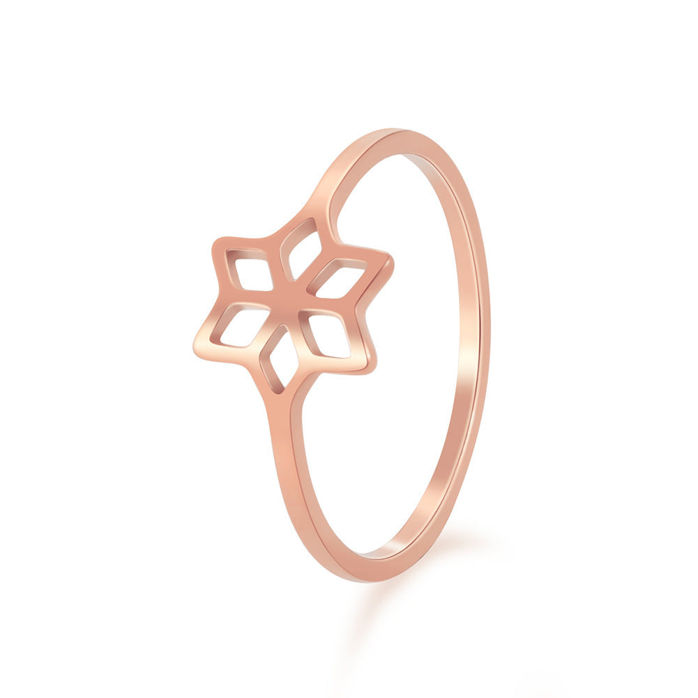 Hexagonal Stainless Steel Ring With Diamond Accent For Women Elegant Jewelry Fashion Accessory Gift Collection