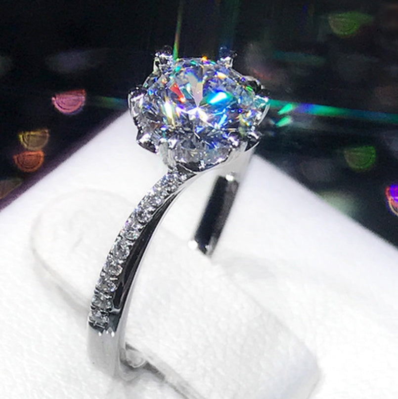 Gold Plated Zircon Ring With Inlaid Simulated Diamonds Twist Arm Cross Snowflake Heart Design For Women Gift Ready