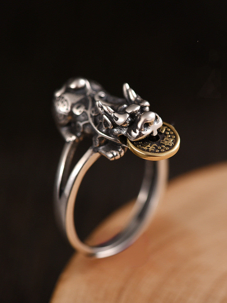 Unisex Copper Ring Adjustable Vintage Silver Finish Jewelry