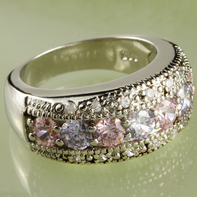 Women Zircon Inlaid Ring Alloy Electroplated Fashion Jewelry For Party Anniversary Gift Daily Wear Trendy Look