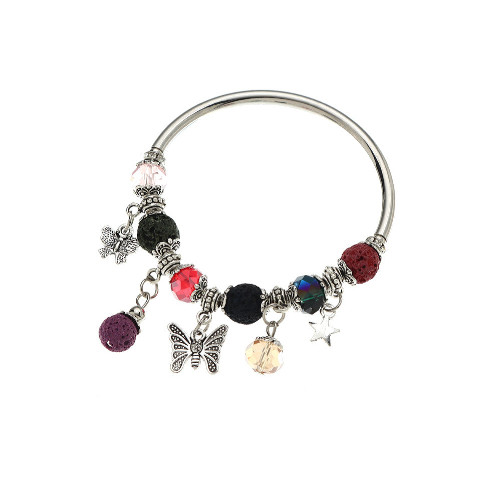 Womens Bracelet Set European Fashion Copper Iron Glass Beads With Volcanic Stone Accents Elegant For Women For