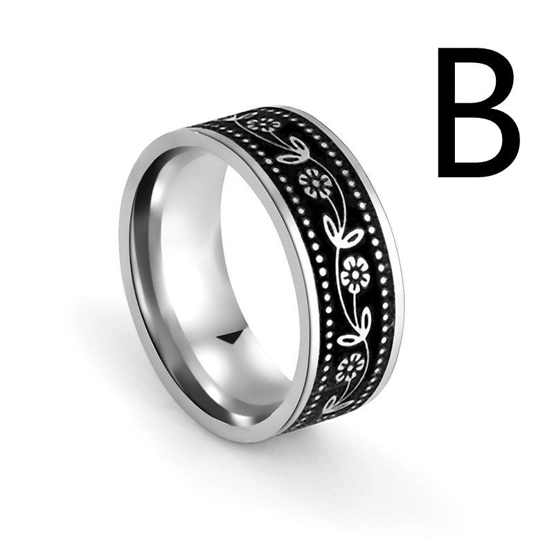 Mens Stainless Steel Laser Engraved Ring Simple Yet Stylish