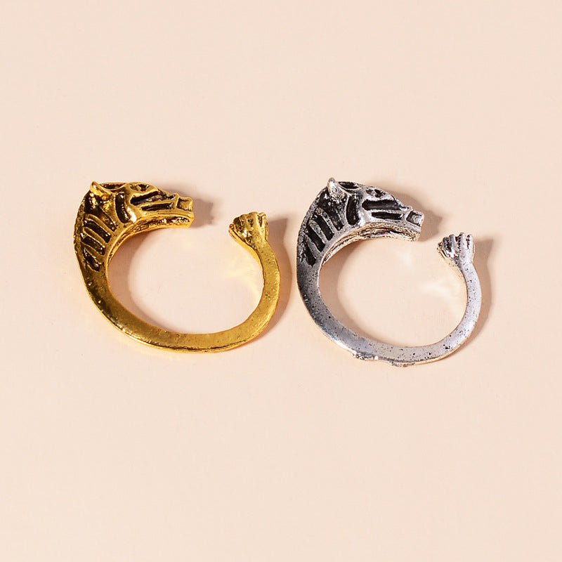 Horse Head Ring Diamond Alloy Animal Ring Zodiac Themed European American Gift Anniversary Celebration Jewelry