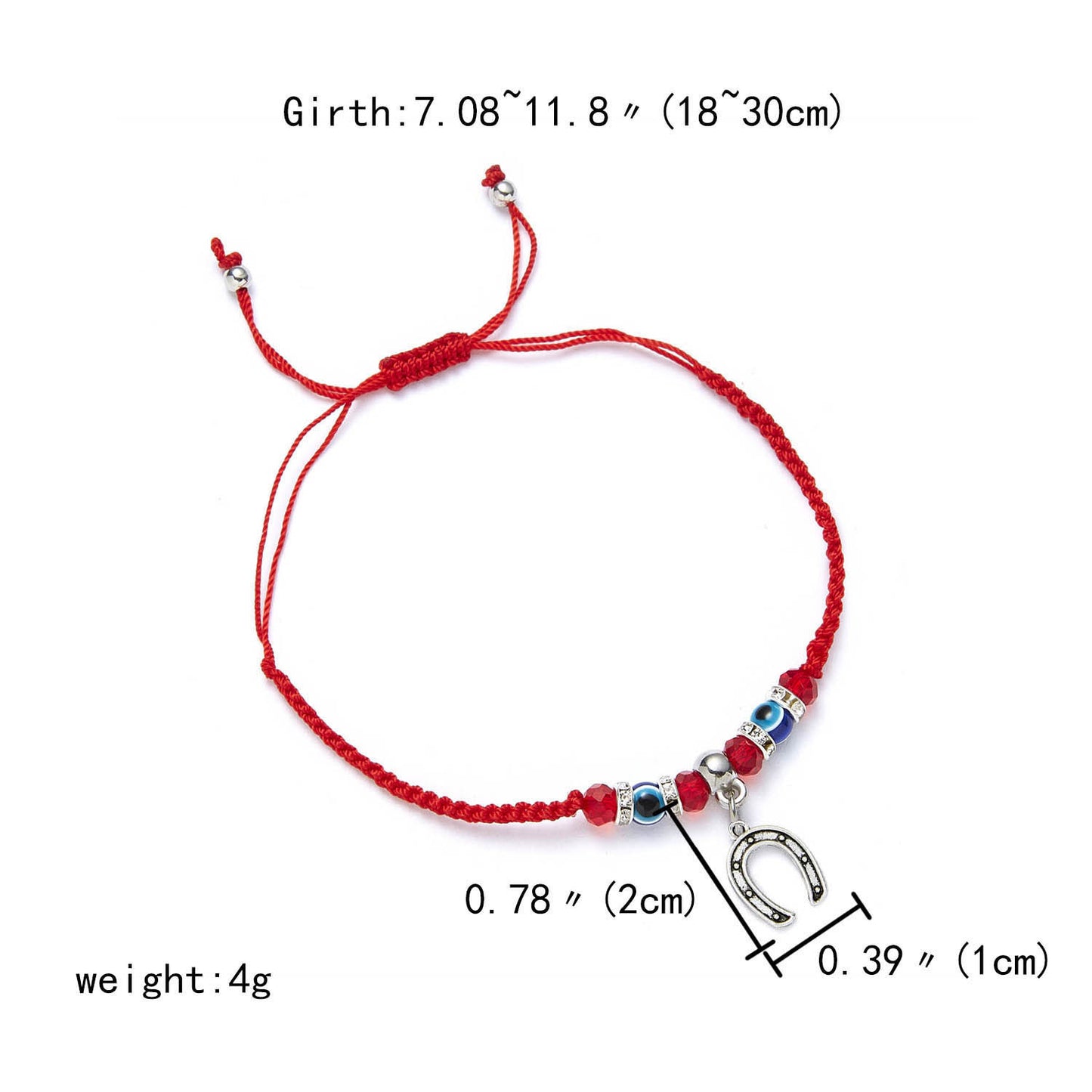 Women's Red Rope Braided Bracelet With Rhinestone Pendant Adjustable Beaded Bangle Fashion Accessory For Women