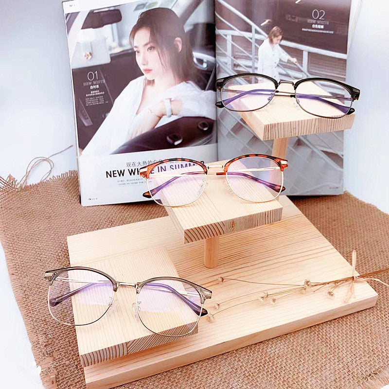 Unisex Vintage Metal Eyeglasses for Small Faces Anti Blue Light Flat Mirror Retro Full Rim Eyewear Durable Frame