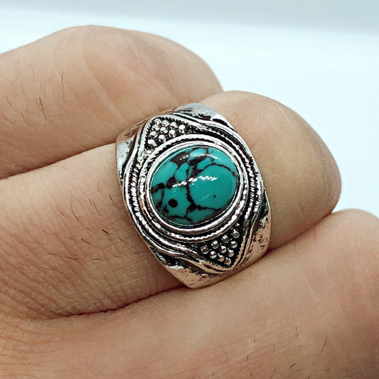 Heart Shaped Turquoise Electroplated Ring Travel Souvenir Ring For Women And Girls Independent Packaging Unique