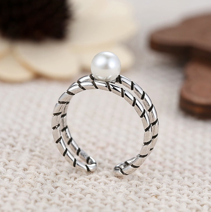 Twisted Pearl Ring With 8mm Copper Band Jewelry For Special Occasions And Daily Wear Statement Size 8mm Copper