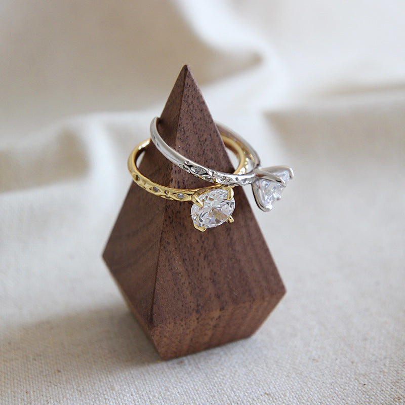 Adjustable Sterling Silver Ring With AAAA Zircon Gem Minimalist Design Jewelry Gift For Her Platinum Gift Chic