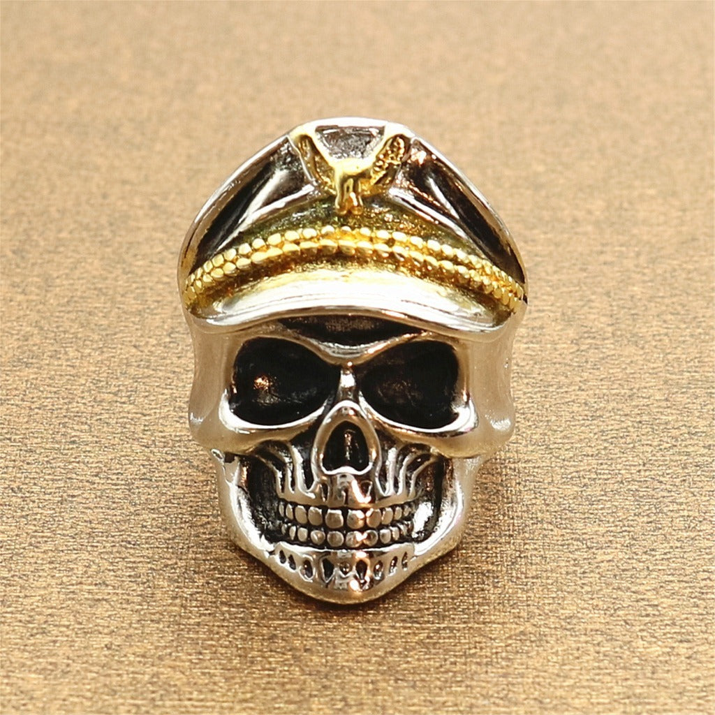 Copper Skull Ring With Korean Style Geometric Design Electroplated Inlay White Gold Gems Individually Packed Quality