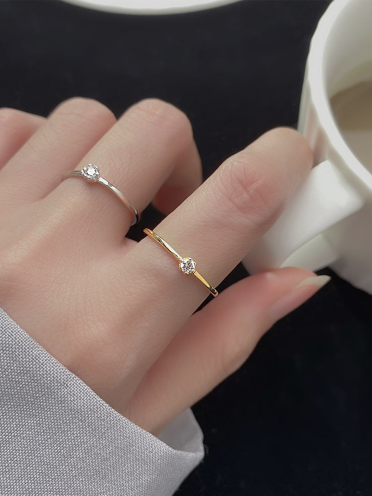 Sterling Silver Ring Elegant Diamond Ring for Women Korean Japanese Tail Style Classic Gift for Her Handcrafted Jewelry