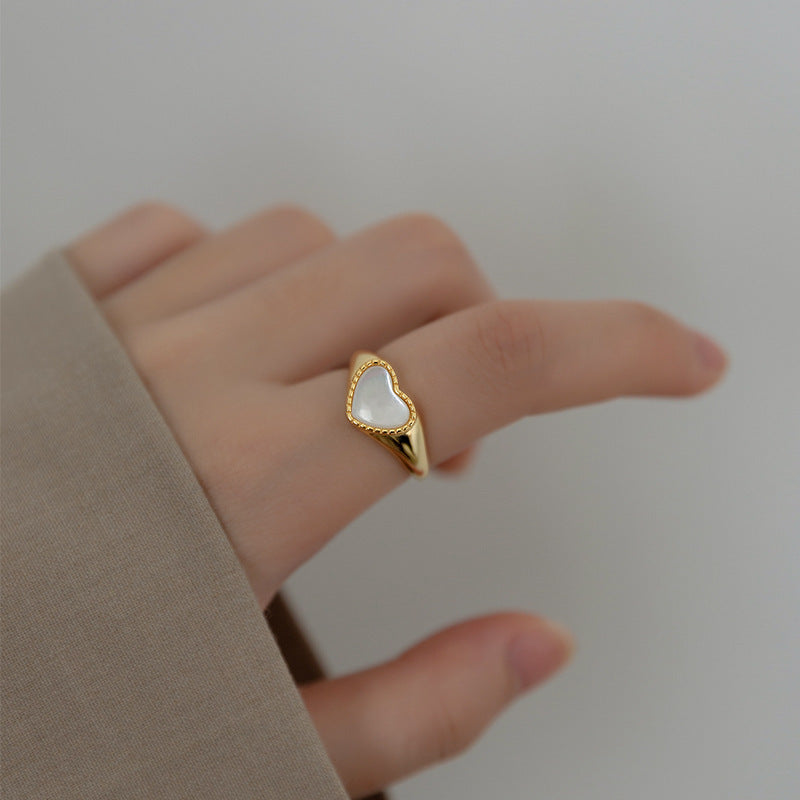 Heart Ring 925 Sterling Silver Adjustable Opening Retro Korean Japanese Style Gift For Her Timeless Style Gifts
