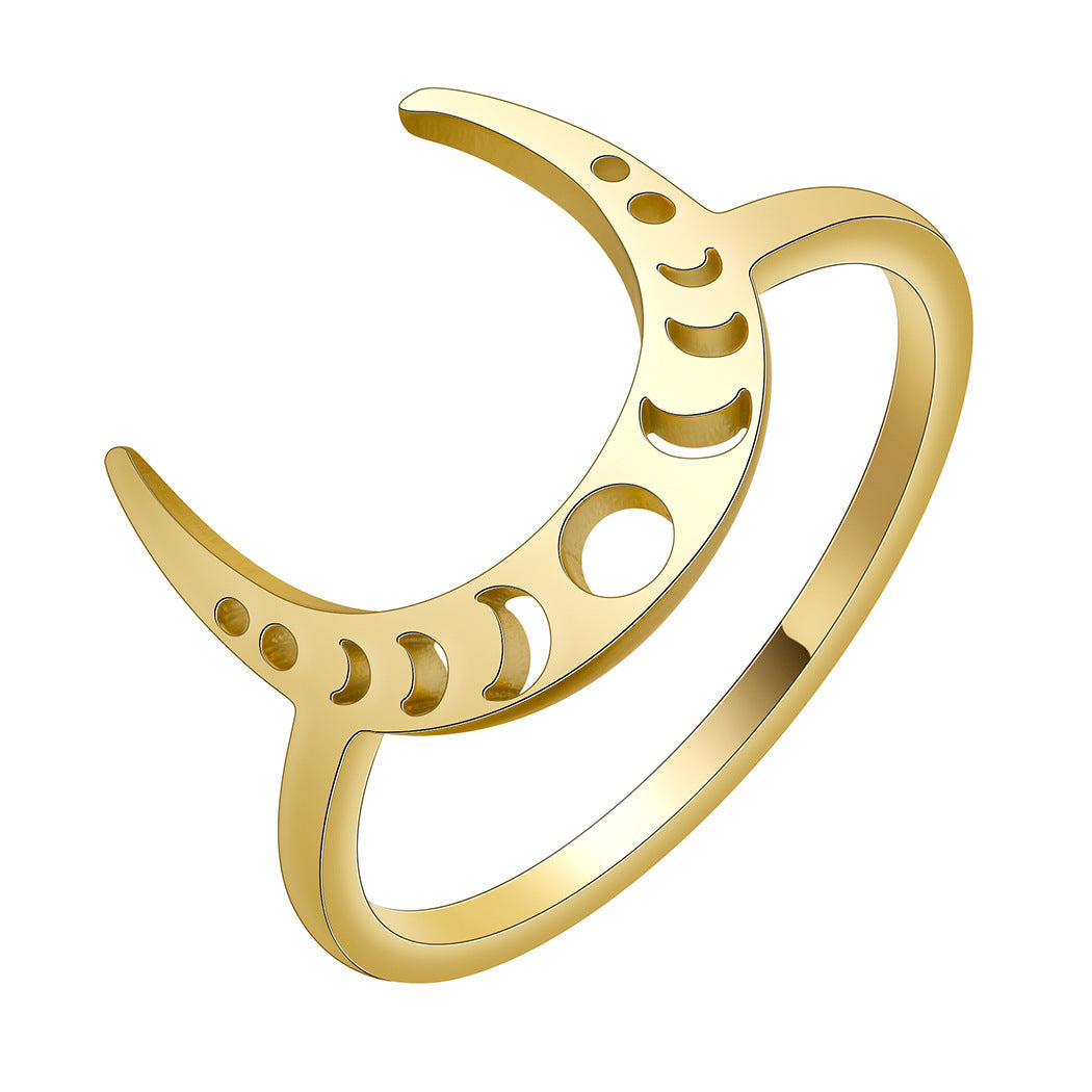 Womens Crescent Ring Stainless Steel For Women Fashion Ring Beautiful Appearance High Quality Design Gold Tone