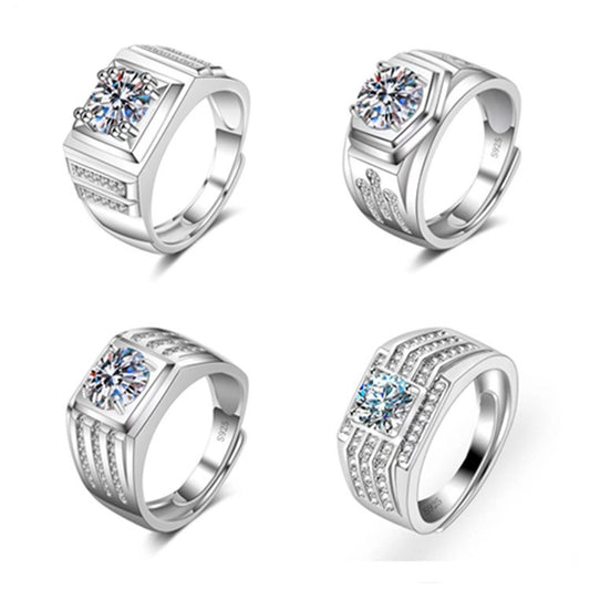 Mens Adjustable Copper Ring With Diamond Design Starry Sky Elements Korean Fashion Ring Jewelry Gift For Him Everyday