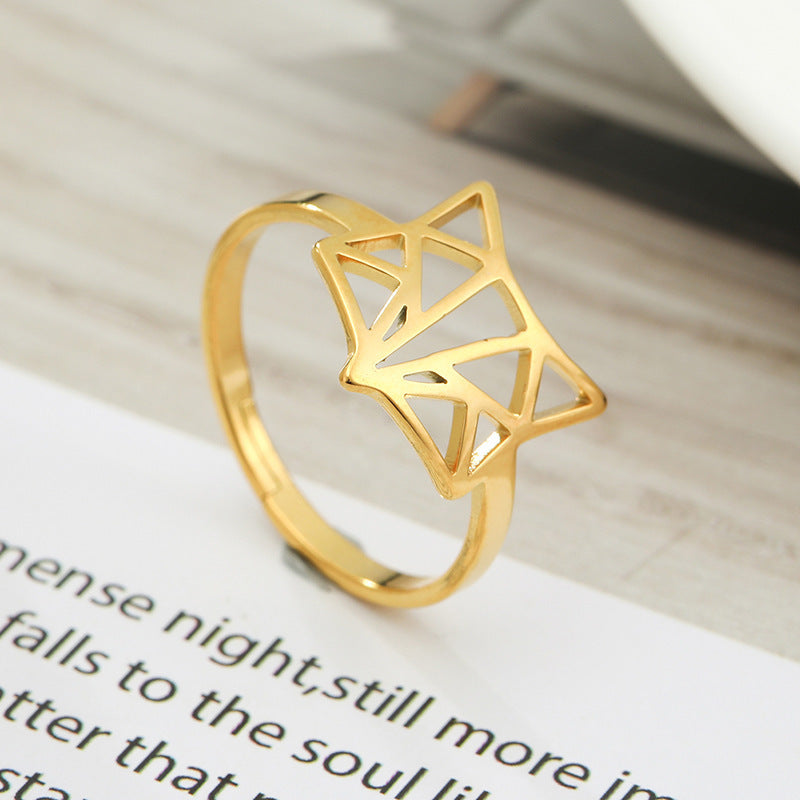 Animal Design Stainless Steel Ring for Women Girls Cute Chic Adjustable Opening Zodiac Rings Elegant Accessory