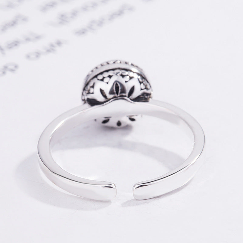 Womens Adjustable Coppery Ring With Red Agate Inlay Geometric Silver Plated Finish Jewelry Everyday Essentials