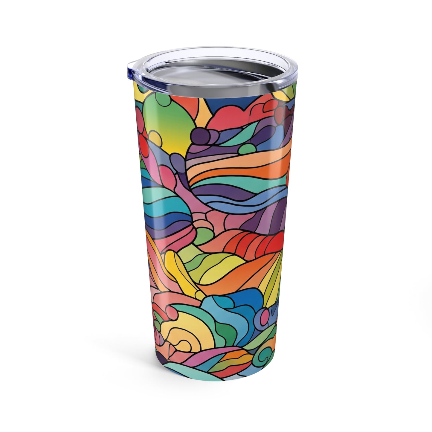 20 Oz Steel Tumbler With Printed Design Double Wall Vacuum Insulated Travel Mug Durable For Hot Or Cold Beverages