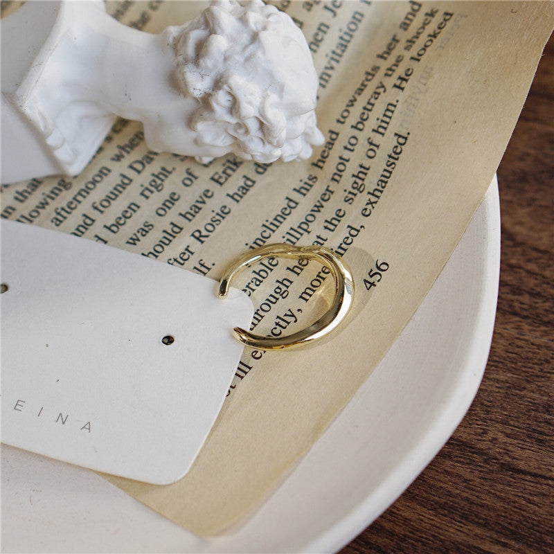 Two Tone Ring Alloy Geometric Design Gold And Silver Plating Sleek Modern Jewelry For Travel Gift Travel Ready