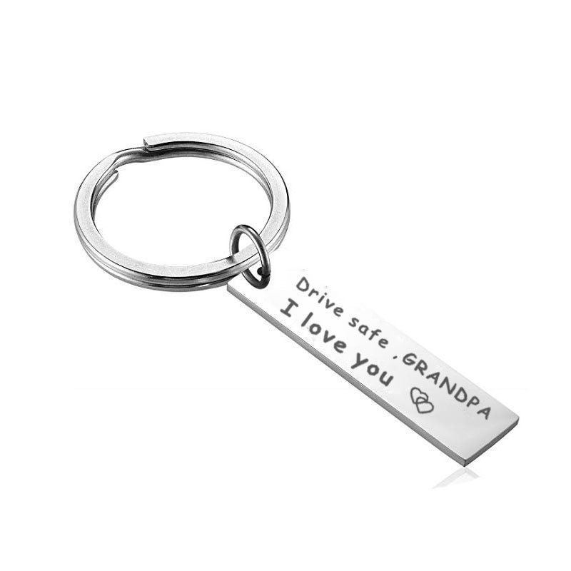 Stainless Steel Keychain For Grandpa Grandma Dad Mom Aunt Brother Or Sister Laser Engraved Automobile Ornament