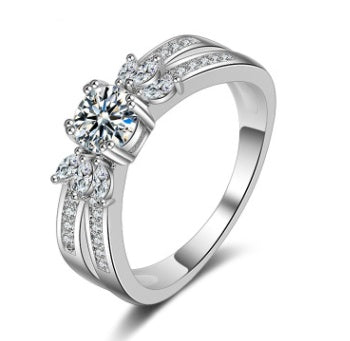 Trendy Geometric Copper Ring With Zircon Horse Eye White Gold Finish European Americana Rings For Women Jewelry