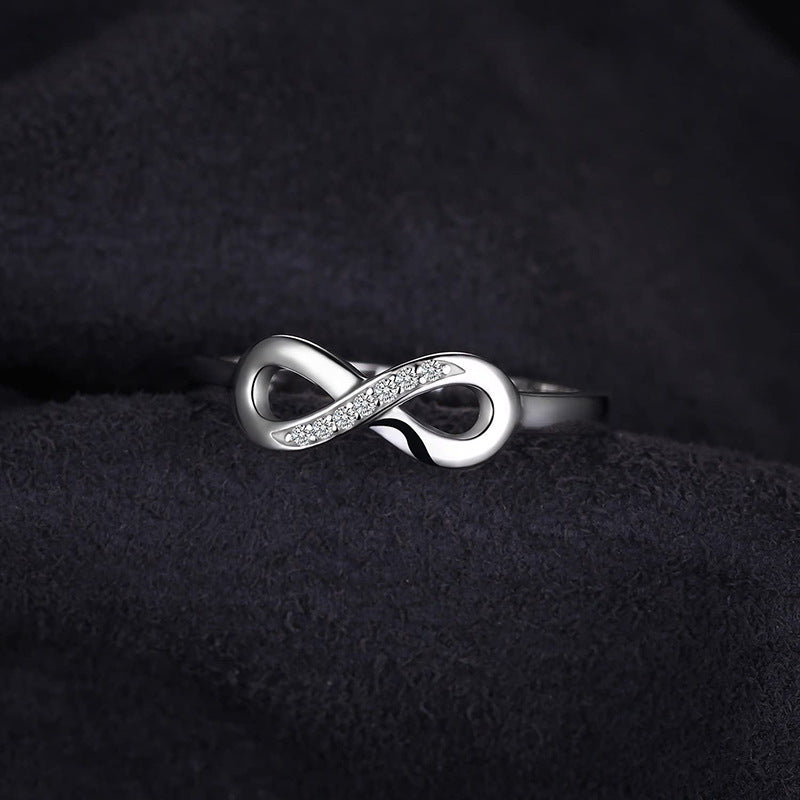 Womens 925 Sterling Silver Figure Eight Infinity Ring Elegant Design Pure Silver Jewelry Sizes 6 7 8 9 For All