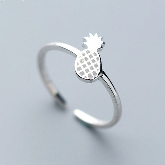 Copper Pineapple Ring Adjustable Open Style Silver Tone Jewelry For Women Gift For Her Forest Elegant Gift Now