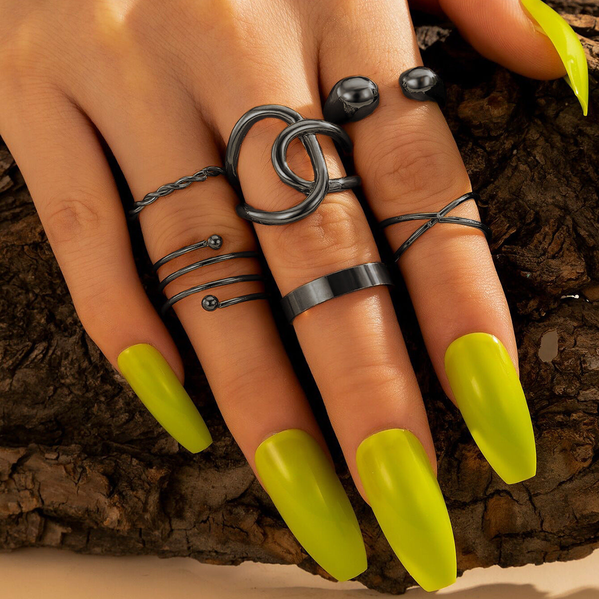 Womens Bohemian Rings Set Retro Geometric Knuckle Ring Stackable Metal Alloy Fashion Jewelry Ring Set In Style